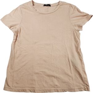 7 Diamonds Ribbed Cotton Crewneck Tee Tan Soft Basic Top Size XS